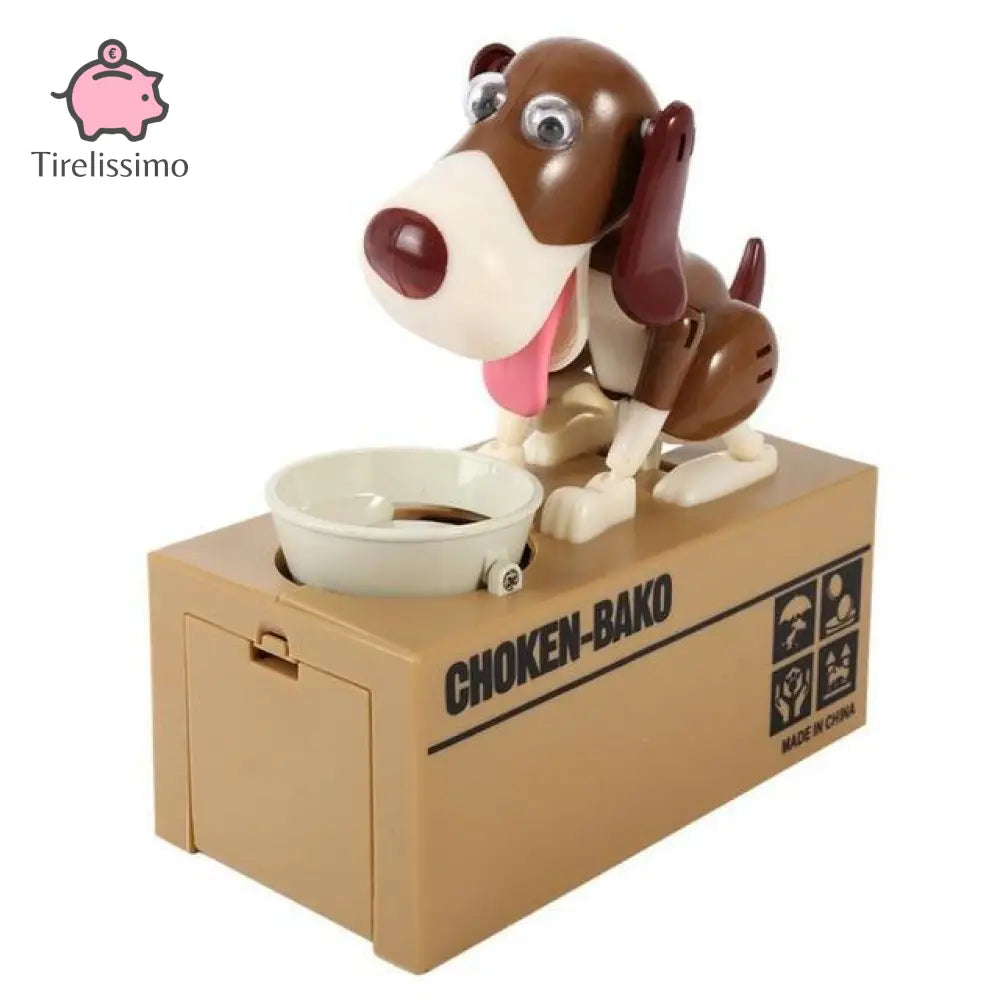 Tirelire Chien Gamelle Blanc Et Marron