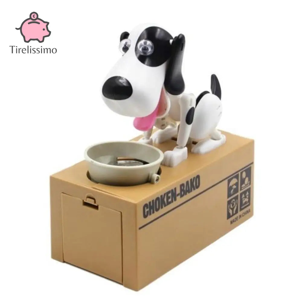 Tirelire Chien Gamelle Blanc Et Noir